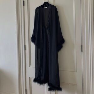 Meshki Clara Feather Trim Robe Black 🖤 Size XS SOLD OUT Perfect Condition